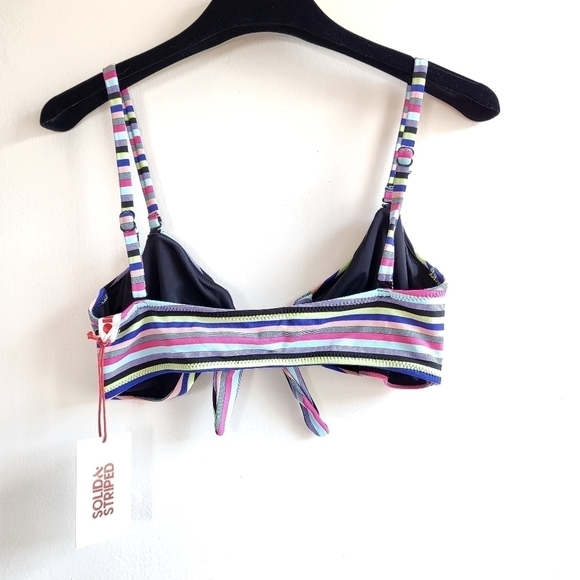 New Solid & Striped Roux Multi Stripe Bandeau/Removable Straps Bikini Top Small - Picture 11 of 12